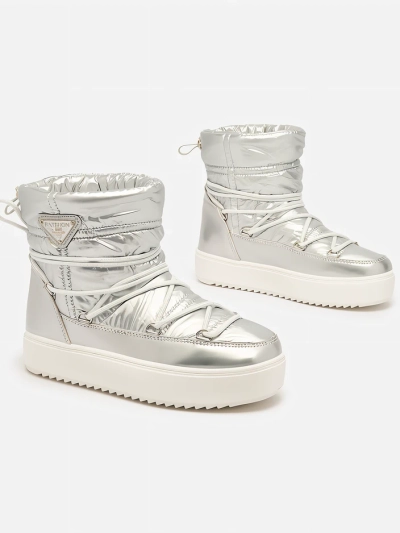 Royalfashion Bottes à enfiler Vevnose argent pour femme Bottes de neige a'la