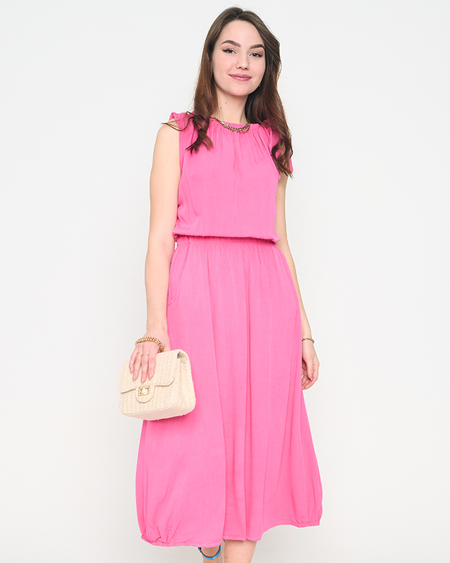 Robe femme fuchsia à bretelles avec poches - Vêtements