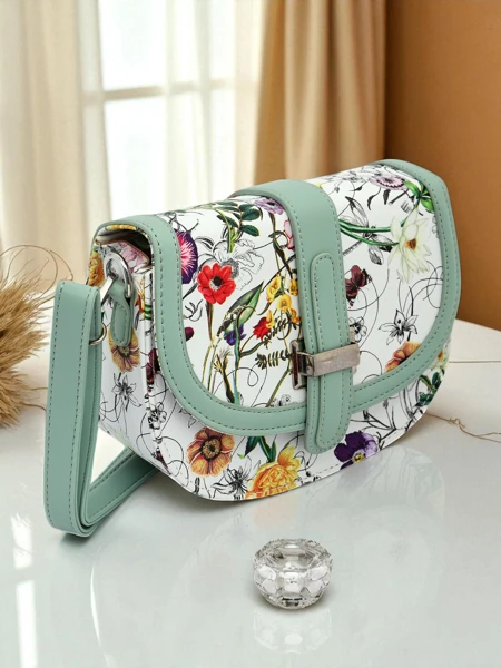 Royalfashion Petit sac à main pour femme en cuir écologique à fleurs Ori Elle