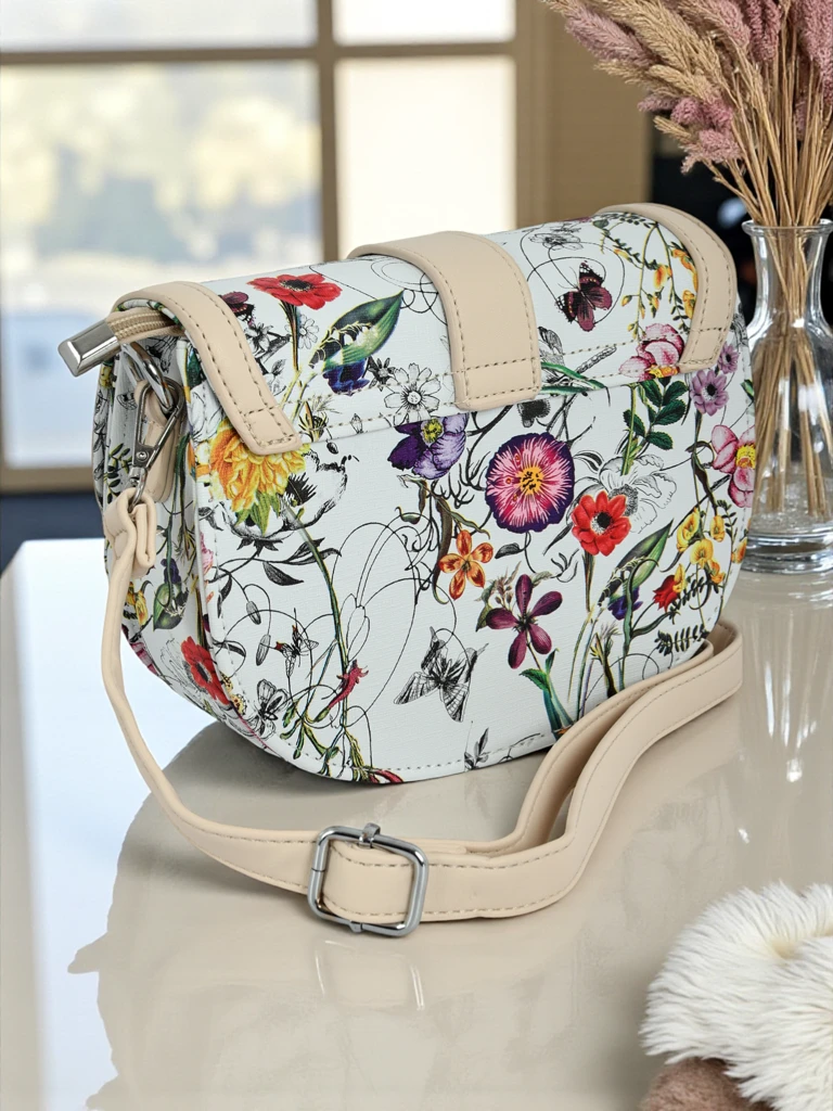 Royalfashion Petit sac à main pour femme en cuir écologique à fleurs Ori Elle