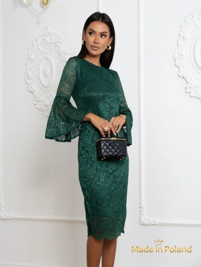 Robe midi en dentelle pour femmes à manches larges Holly Wow