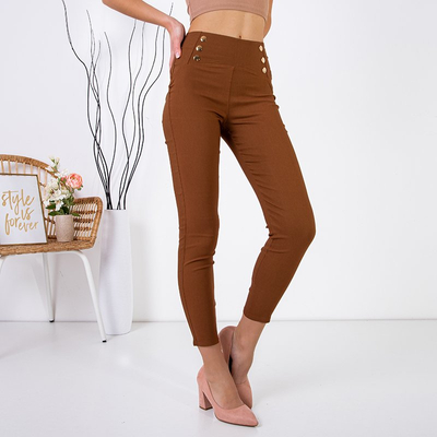 Legging femme marron avec boutons - Vêtements