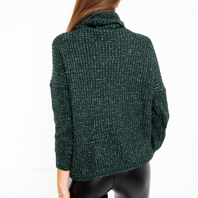 Pull court à col roulé pour femmes vert bouteille - Vêtements