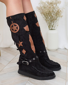 Royalfashion Bottes noires pour femme avec ancre cachée Figgers