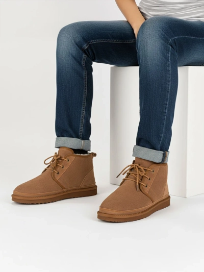 Bottines pour Hommes Luna Marron en Cuir Décontractées pour l'Hiver
