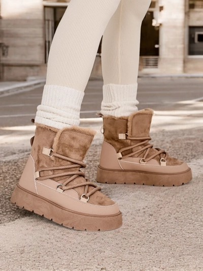 Royalfashion Bottes de neige à lacets pour femmes Liloz