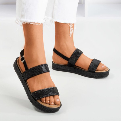 Sandales noires pour femmes avec zircone cubique Arella - Chaussures