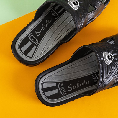 Chaussons homme Zesov caoutchouc noir et gris - Chaussures