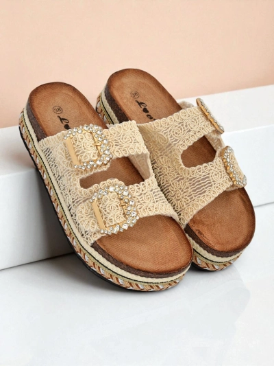 Royalfashion Mules pour femme avec boucles strass GlamCork