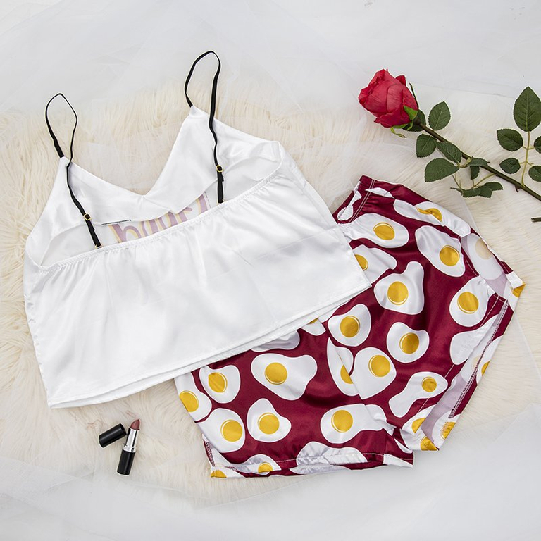 Pyjama femme bordeaux avec imprimé - Vêtements