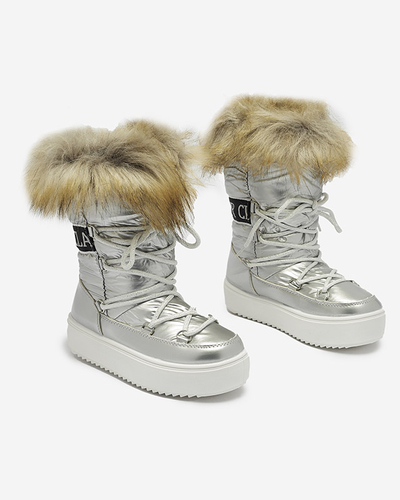 Silver chaussures enfants a'la bottes de neige avec fourrure Asika - Chaussures