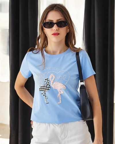 Royalfashion T-shirt en coton pour femmes Flaming Love