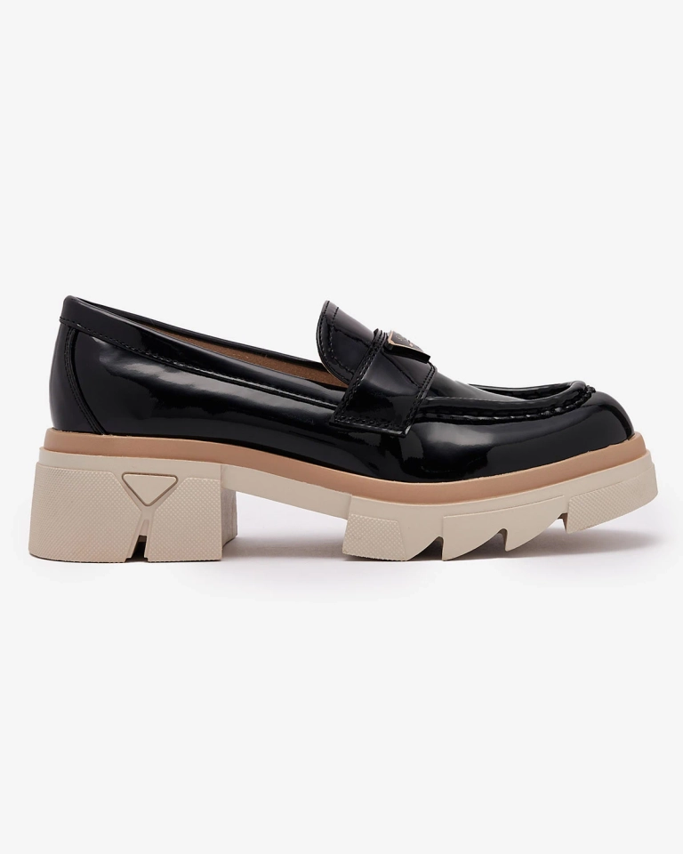 Mocassins noirs laqués pour femme avec décoration Sarix - Footwear