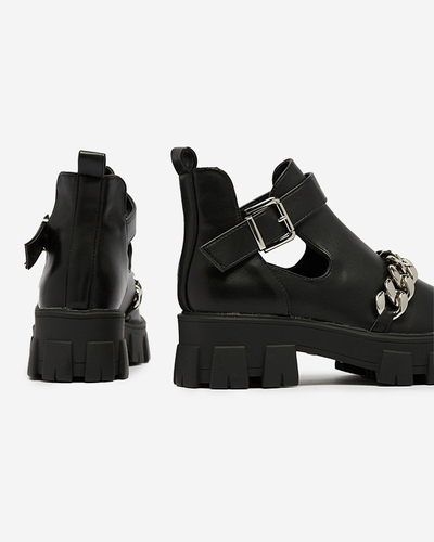 Botte femme noire avec découpe et ornement Meveril - Footwear