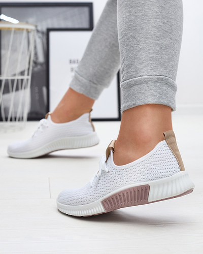Chaussures de sport blanches pour femmes avec semelles intérieures marron Kedeti - Chaussures