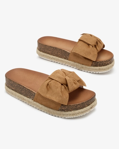 OUTLET Royalfashion Tongs en éco-suède pour femmes Camel Umumi
