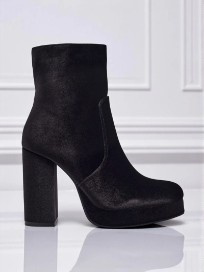 Bottines pour femmes à talons épais imitation velours Miss