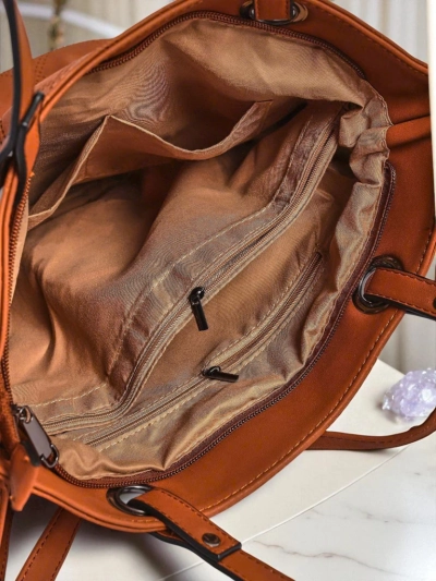 Sac pour femme Latona marron en cuir écologique, grand sac shopper avec fermeture éclair