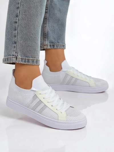 Aurelio Baskets Blanches en Tissu et Cuir Écologique sur Plateforme Plate de 2,5 cm