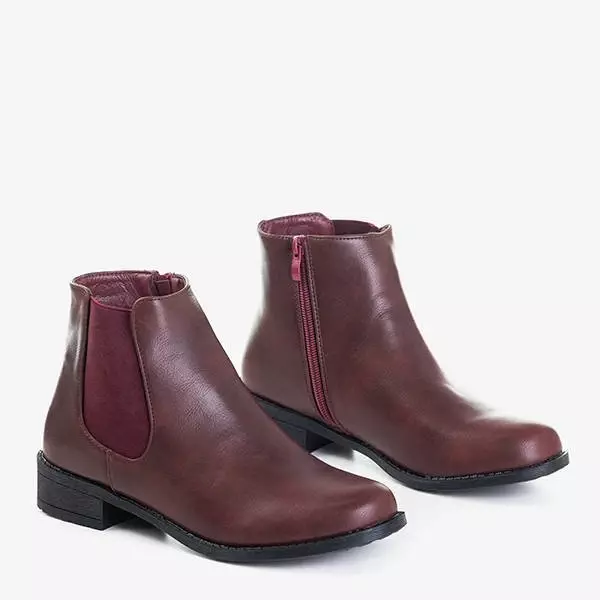 OUTLET Chelsea boots femme bordeaux à talons plats Timea - Chaussures