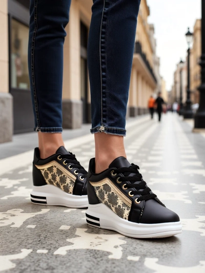Royalfashion Chaussures de sport pour femmes avec semelle compensée cachée Jesioo