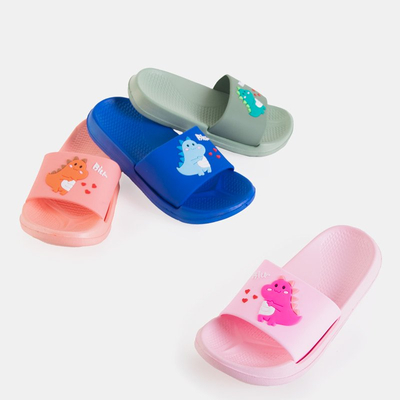 Pantoufles vertes pour enfants avec un dinosaure Dinosik - Chaussures