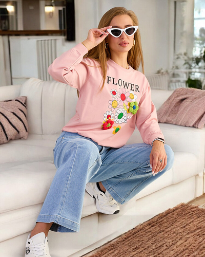 Royalfashion Sweat-shirt en coton à imprimé fin pour femme