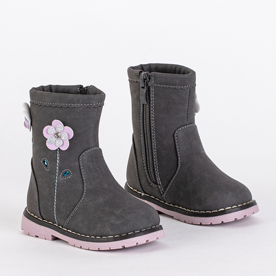 Bottines grises pour fille avec tige décorative Amimi-Shoes
