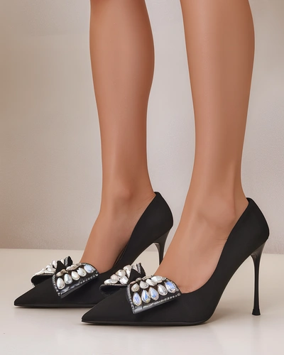 Royalfashion Chaussures à talons hauts pour femmes avec un nœud Cocarte