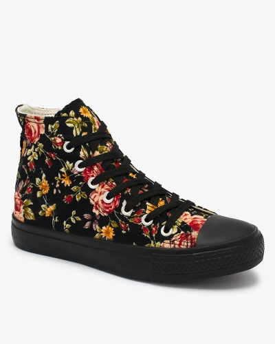 Royalfashion Baskets hautes noires à imprimé floral pour femme Fahenna