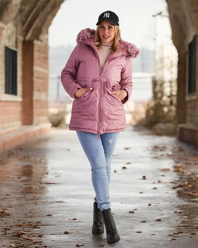 Royalfashion Veste matelassée pour femme en rose