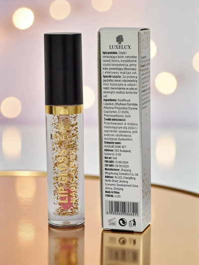Brillant à lèvres transparent 24K hydratant avec des particules d'or