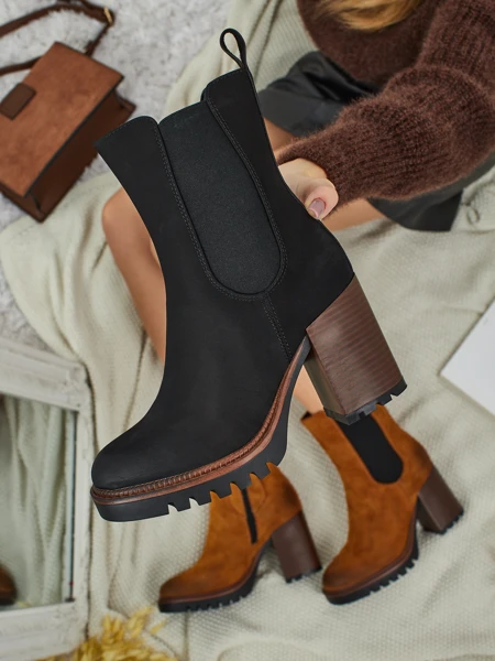 Bottines femme en éco-daim à talon bloc Soreya