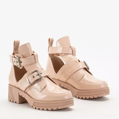 OUTLET Boots femme beiges embossées Lerika - Chaussures