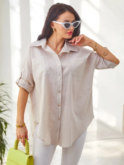 Chemise en coton pour femmes Royalfashion avec manches 3/4