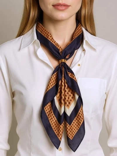 Apollonia – écharpe pour femme en polyester, marron clair, style italien, 69x66cm