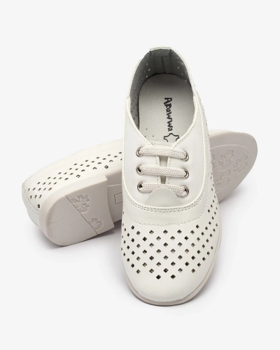 Mocassins ajourés blancs pour enfants Janno- Footwear