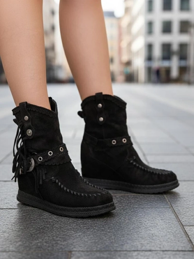 Royalfashion Bottes noires pour femme avec ancre cachée Dibisa