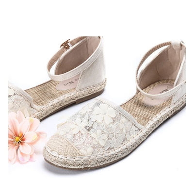 Espadrilles beiges avec broderie de dentelle Eliza - Chaussures 1