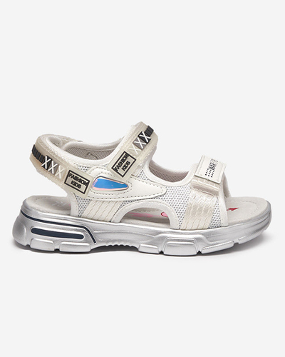Sandales blanches et argentées pour enfants avec velcro Mepoti - Footwear