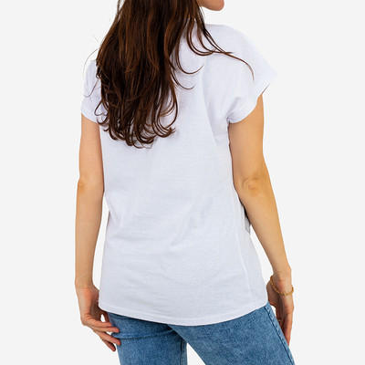 T-shirt femme blanc imprimé paillettes - Vêtements