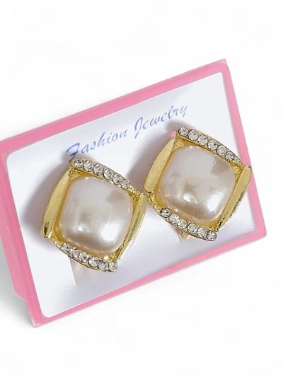 Boucles d'oreilles clips pour femmes avec perle