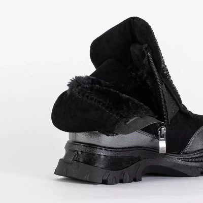 OUTLET Boots enfant noir et argent avec oxydes de zirconium Fruizo - Chaussures