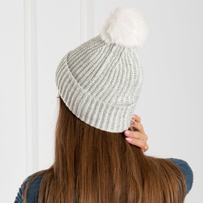 Bonnet blanc à pompon pour femme - Accessoires