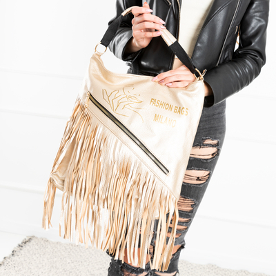 Grand sac à main pour femme doré à franges - Sacs à main