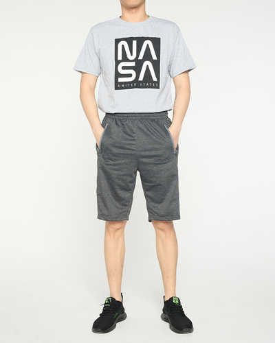 Short homme tissu gris foncé - Vêtements