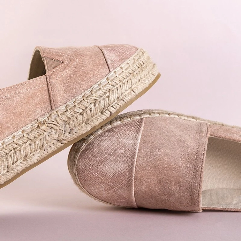OUTLET Espadrilles femme rose clair à décor Tinika - Chaussures