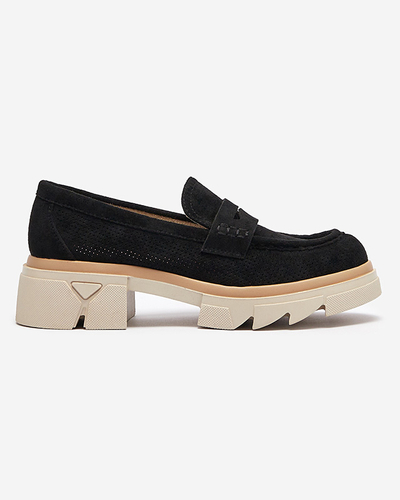 Mocassins ajourés noirs pour femmes sur une semelle solide Ejina - Footwear