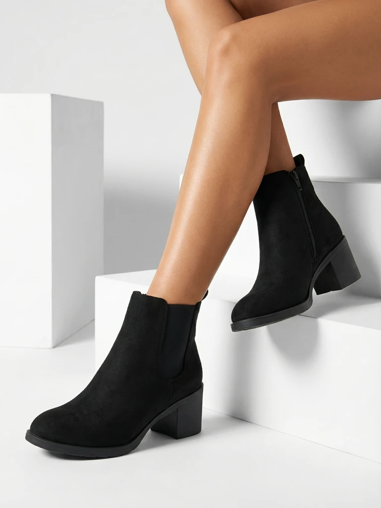 Bottines Femme Aurora Noires en Cuir Élégantes pour l'Automne