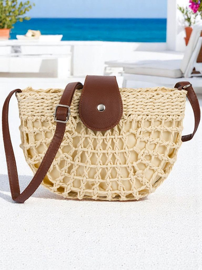 Royalfashion Petit sac à main en paille pour femme Boho Mini